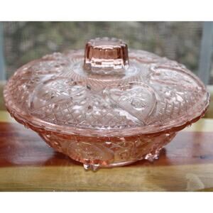 KIG Indonesia, Malaysa, Hearts and Roses, Pink Covered Candy Dish, Trinket Dish